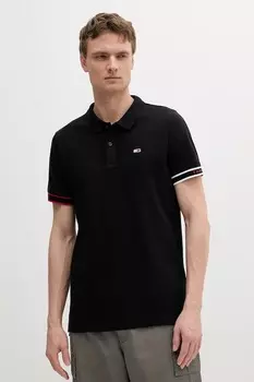 Хлопковая поло Tommy Jeans, черный