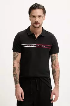 Хлопковая поло Tommy Jeans, черный