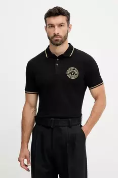 Хлопковая поло Versace Jeans Couture, черный