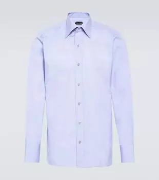 Хлопковая поплиновая рубашка Tom Ford, Arctic Blue