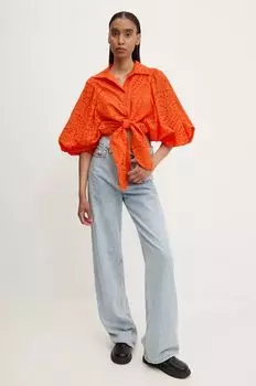 Хлопковая рубашка Answear Lab, оранжевый