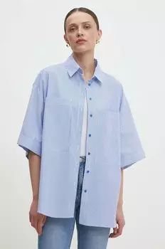 Хлопковая рубашка Answear Lab, темно-синий