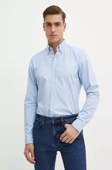 Хлопковая рубашка Boss Orange, синий