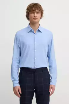 Хлопковая рубашка BOSS, синий
