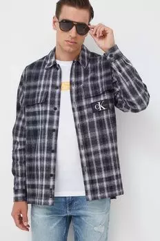 Хлопковая рубашка Calvin Klein Jeans, черный