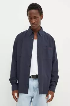 Хлопковая рубашка Chemise Mateo с логотипом A.P.C., темно-синий