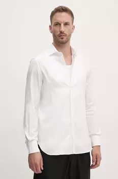 Хлопковая рубашка Emporio Armani, белый