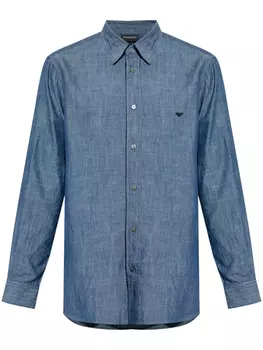 Хлопковая рубашка Emporio Armani, синий