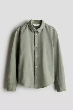 Хлопковая рубашка H&M, зеленый