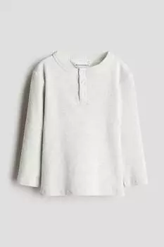 Хлопковая рубашка Хенли H&M, серый