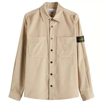 Хлопковая рубашка из микро-вельвета Stone Island, цвет desert