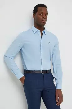 Хлопковая рубашка Lacoste, синий
