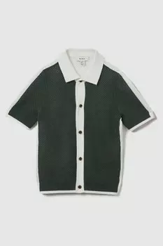 Хлопковая рубашка Misto с открытыми швами Reiss, зеленый