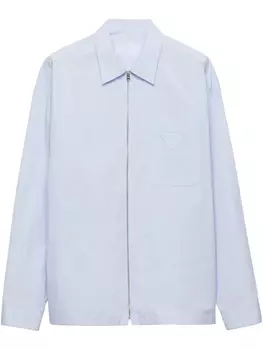 Хлопковая рубашка на молнии Prada, синий