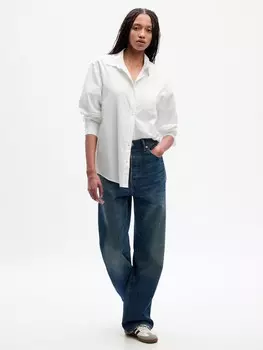 Хлопковая рубашка оверсайз Gap, белый