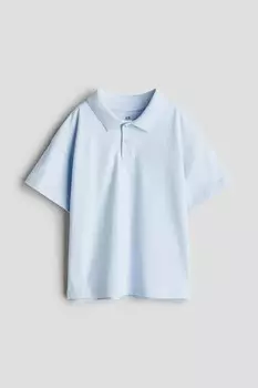 Хлопковая рубашка-поло H&M, голубой