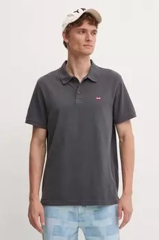 Хлопковая рубашка-поло Levi's, серый