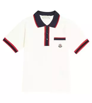 Хлопковая рубашка-поло Moncler Enfant, белый
