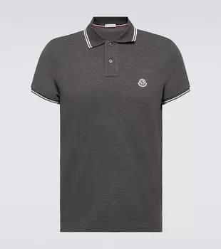 Хлопковая рубашка-поло Moncler, серый