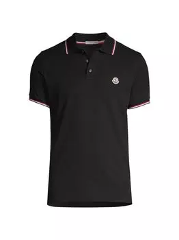 Хлопковая рубашка-поло с короткими рукавами Moncler, черный