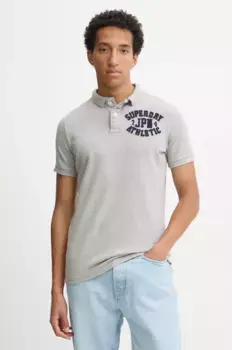 Хлопковая рубашка-поло Superdry, серый