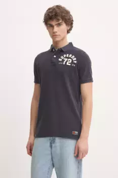 Хлопковая рубашка-поло Superdry, темно-синий