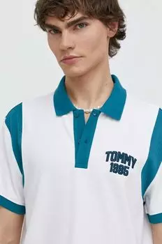 Хлопковая рубашка-поло Tommy Jeans, белый