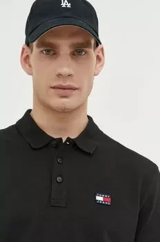 Хлопковая рубашка-поло Tommy Jeans, черный