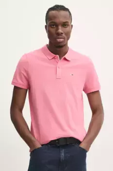Хлопковая рубашка-поло Tommy Jeans, розовый