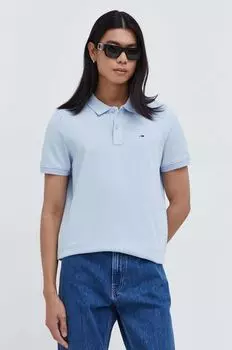 Хлопковая рубашка-поло Tommy Jeans, синий