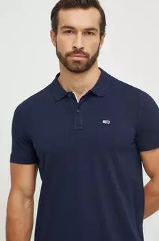 Хлопковая рубашка-поло Tommy Jeans, темно-синий