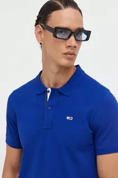 Хлопковая рубашка-поло Tommy Jeans, темно-синий