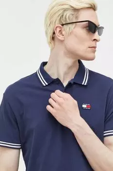 Хлопковая рубашка-поло Tommy Jeans, темно-синий