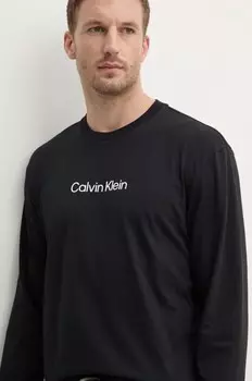 Хлопковая рубашка с длинным рукавом Calvin Klein, черный