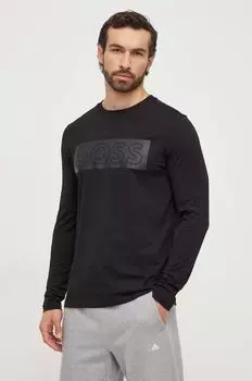 Хлопковая рубашка с длинными рукавами Boss, черный