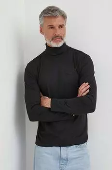 Хлопковая рубашка с длинными рукавами Calvin Klein, черный