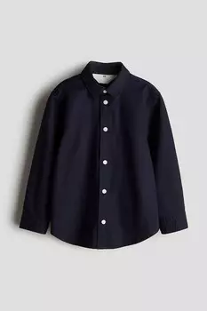 Хлопковая рубашка с длинными рукавами H&M, синий