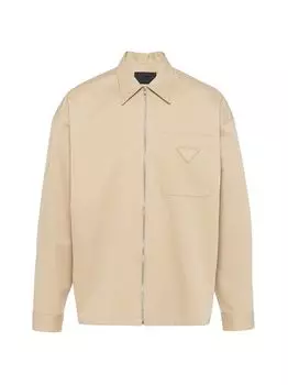 Хлопковая рубашка с молнией Prada, бежевый