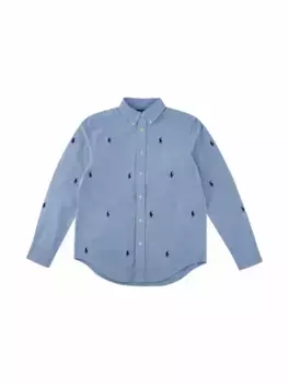 Хлопковая рубашка с монограммой Ralph Lauren, синий