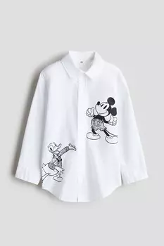 Хлопковая рубашка с мотивом H&M, белый