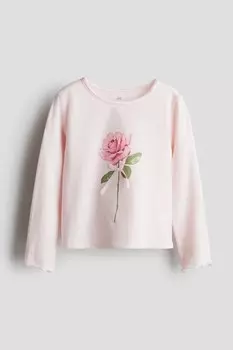 Хлопковая рубашка с мотивом H&M, розовый