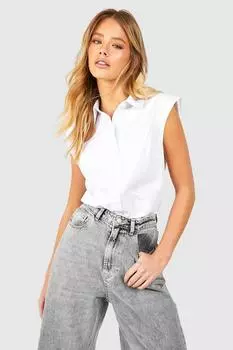 Хлопковая рубашка с подплечниками boohoo, белый