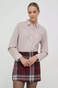 Хлопковая рубашка Tommy Hilfiger, бордовый