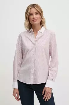 Хлопковая рубашка Tommy Hilfiger, розовый