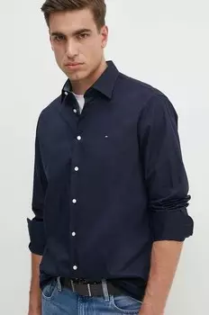 Хлопковая рубашка Tommy Hilfiger, темно-синий