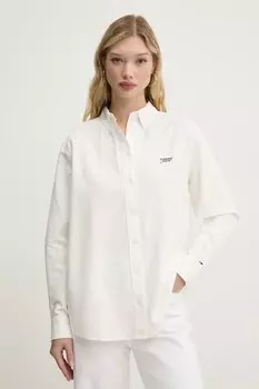 Хлопковая рубашка Tommy Jeans, бежевый