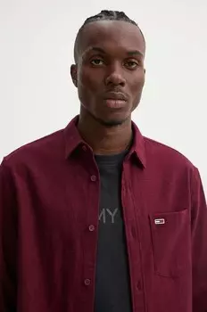 Хлопковая рубашка Tommy Jeans, бордовый