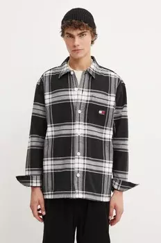 Хлопковая рубашка Tommy Jeans, черный
