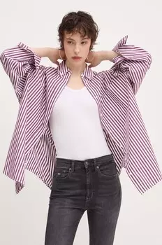 Хлопковая рубашка Tommy Jeans, фиолетовый