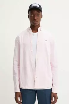 Хлопковая рубашка Tommy Jeans, розовый